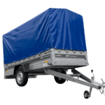 Anhänger 264×125 UNITRAILER FORCE 264 KIPP ungebremst mit H-1100 Spriegel und blauer Hochplane
