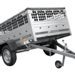 Autoanhänger 200×125 UNITRAILER GARDEN 201 KIPP mit Gitterwänden, H-0-Rahmen und grauer Plane