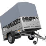 Einachsanhänger 200×125 UNITRAILER GARDEN 201 KIPP mit Gitterseitenwänden, H-800 Rahmen und grauer Plane