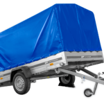 Einachsanhänger 264×150 UNITRAILER GARDEN 265 KIPP mit H-1100 Rahmen und blauer Plane