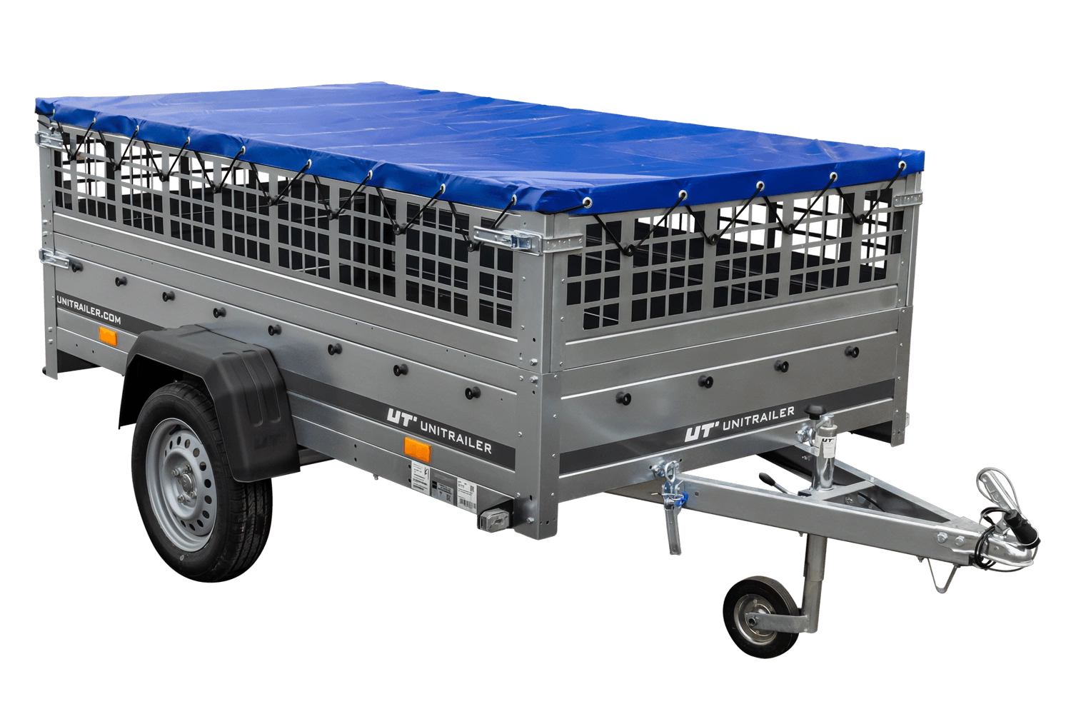 ger_pl_Einachsiger-Anhanger-auf-Blattfedern-264×125-UNITRAILER-GARDEN-264-R-KIPP-mit-Gitterseitenwanden-H-0-Rahmen-und-blauer-Plane-15323_1.png Einachsiger Anhänger auf Blattfedern 264×125 UNITRAILER GARDEN 264/R KIPP mit Gitterseitenwänden, H-0-Rahmen – Image 1