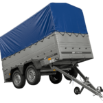UNITRAILER GARDEN TRAILER 264/2 KIPP Doppelachsanhänger mit Stützrad, zusätzlichen Bordwänden, Spriegel und hoher Plane