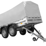 UNITRAILER GARDEN TRAILER ANHÄNGER 264/2 KIPP MIT STÜTZRAD, SPRIEGEL UND GRAUER PLANE