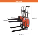 Halbelektrischer Stapler – Max. Hubhöhe 1700 mm – Max. Tragfähigkeit 400 kg – Image 2