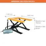 Elektrischer U-Hubtisch – Max. Hubhöhe 760 mm – Max. Tragfähigkeit 1000 kg – Image 2
