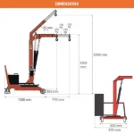 Werkstattkran mit elektrischer Hubfunktion – Max. Hubhöhe 2500 mm – Max. Tragfähigkeit 200 kg – Image 2